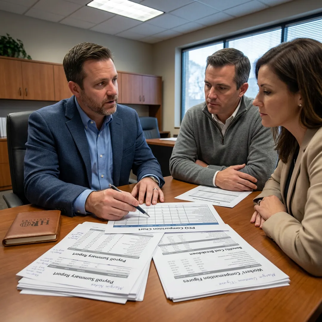 Advisor comparing PEO providers