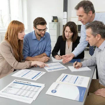 Small business owners reviewing employee benefits