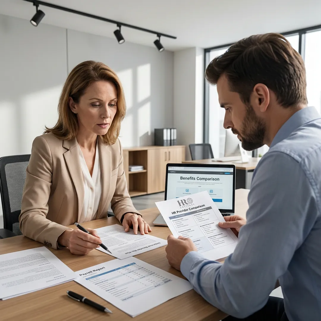 Consultant reviewing employee benefits plans