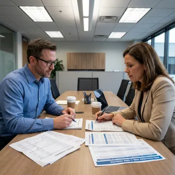 Small business owner reviewing PEO services