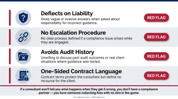 Four HR compliance consultant red flags warning signs employers should avoid