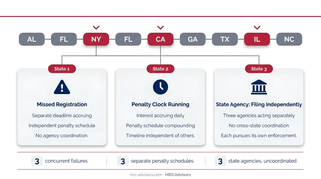 IRS failure-to-deposit penalty rate scale from 2 percent to 15 percent by days late