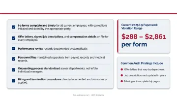 I-9 compliance and employee onboarding file requirements audit checklist infographic