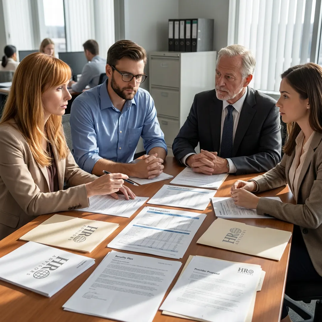 Advisor comparing PEO options with business leaders