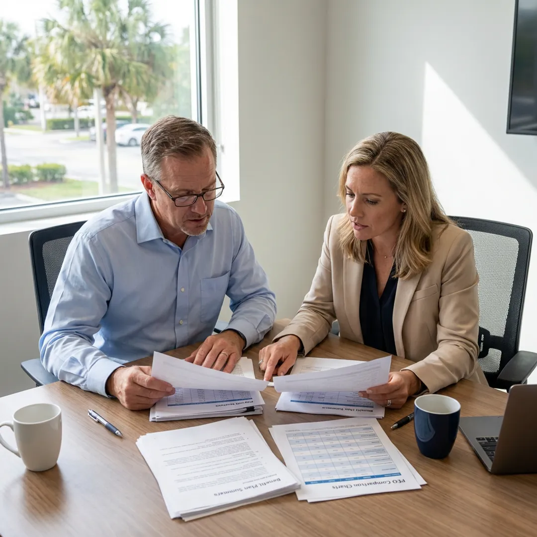 Florida business owner reviewing PEO services