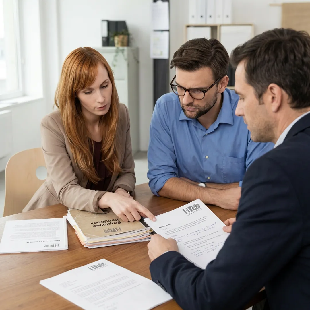 Employee handbook consultation with HR advisor