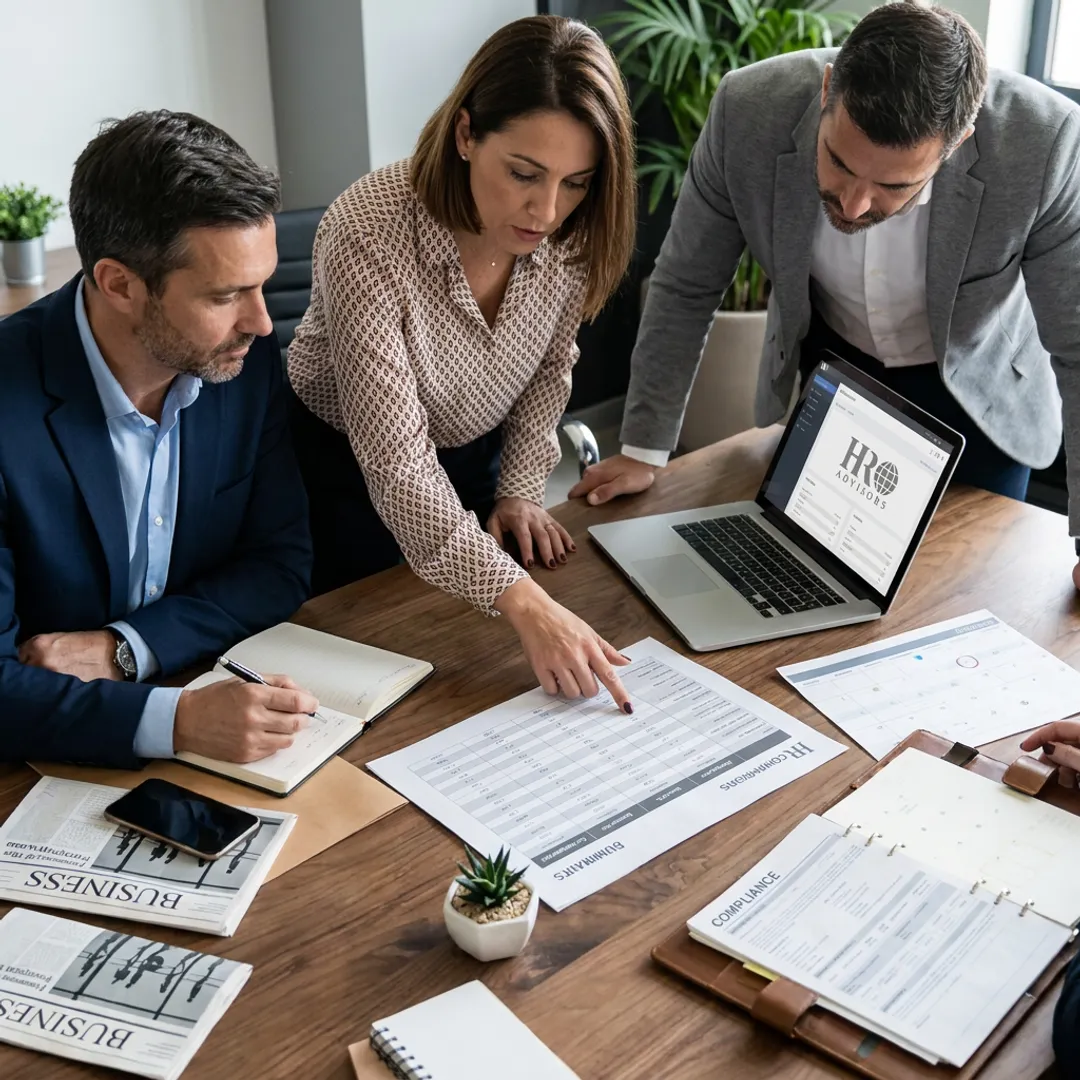 Business team reviewing HR outsourcing options