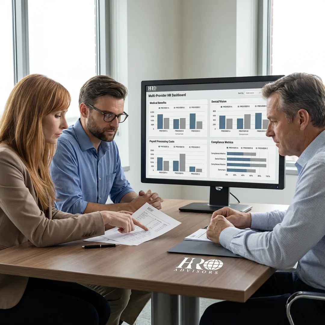Business leaders discussing custom HR solutions