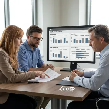 Business leaders discussing custom HR solutions