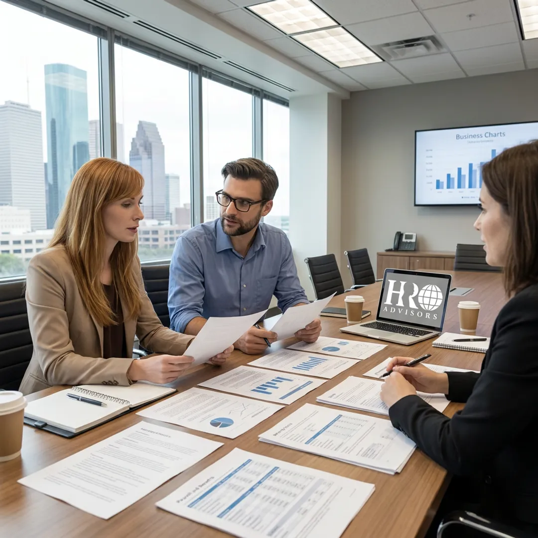 Houston business team reviewing PEO options