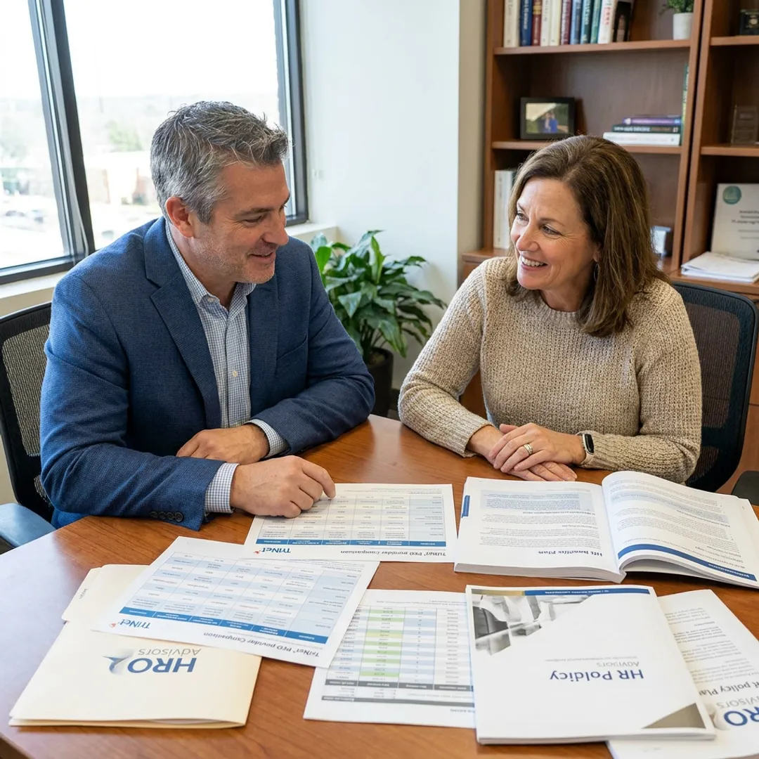 PEO advisor comparing provider options with business owner
