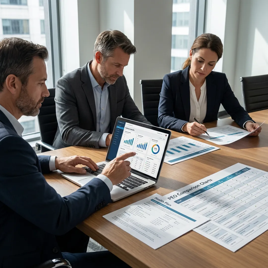 Business leaders reviewing employee benefits insights