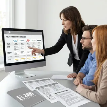 Advisor reviewing PEO comparison process