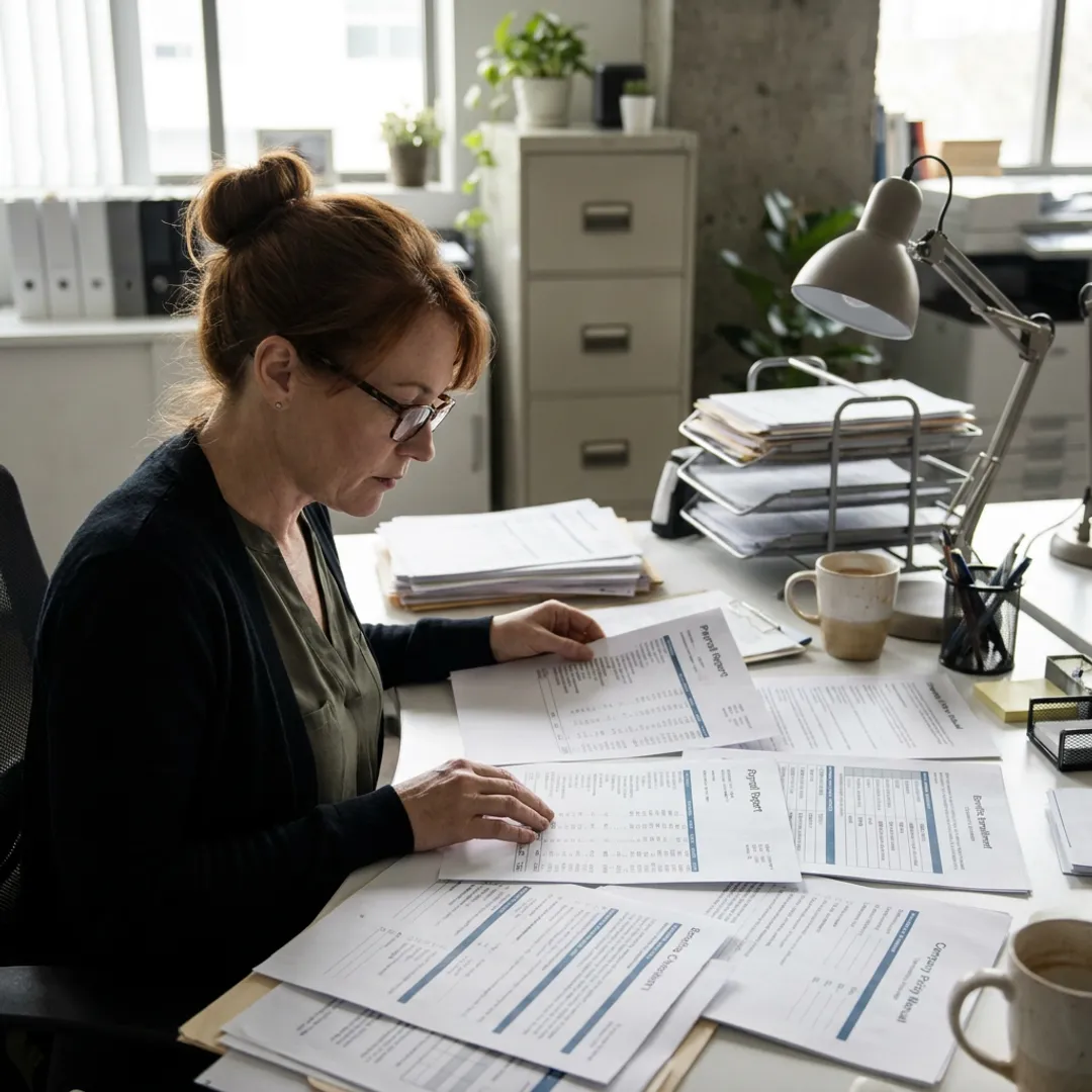 HR advisor reviewing compliance documents