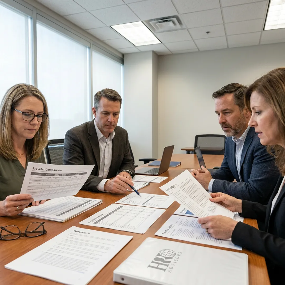 HR consultants reviewing provider comparisons