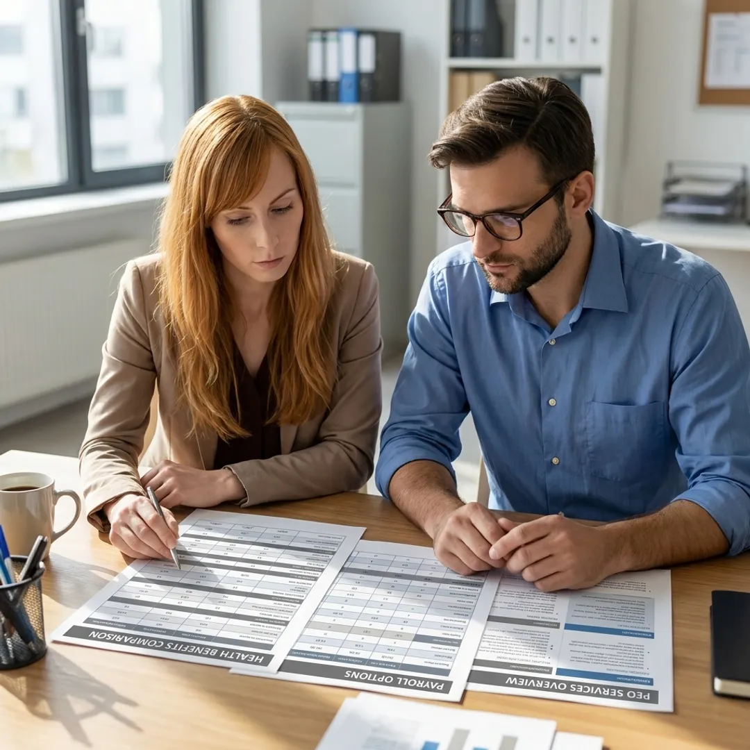 Advisor comparing employee benefits and PEO options