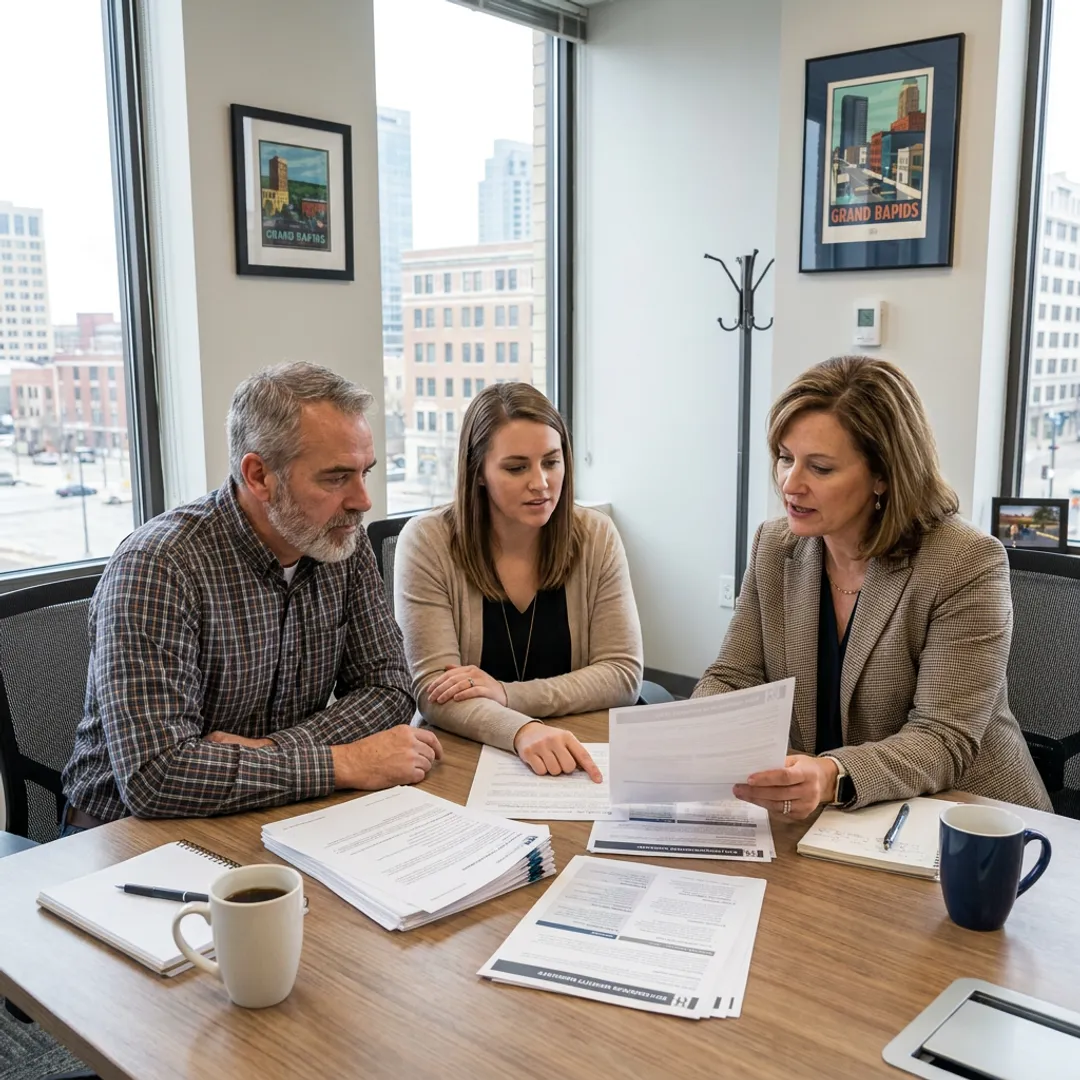 Business benefits advisor meeting with employers