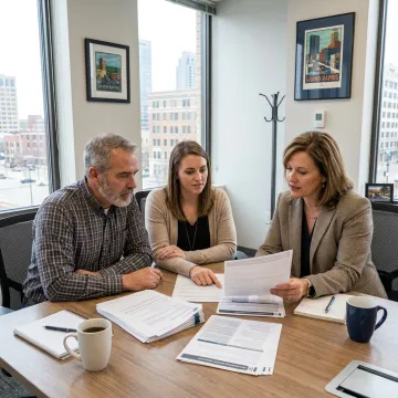 Business benefits advisor meeting with employers