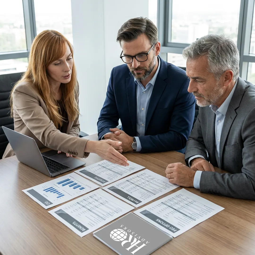 Advisor reviewing employee benefits options