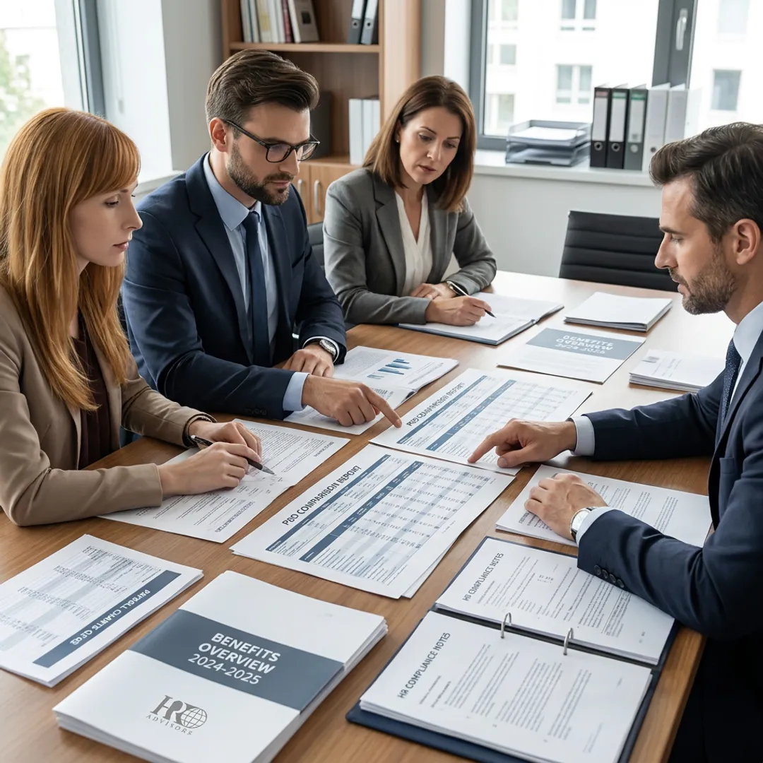 Business team comparing PEO companies