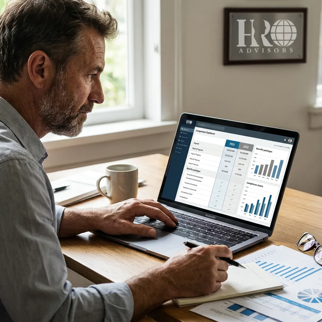 Advisor comparing HR software options