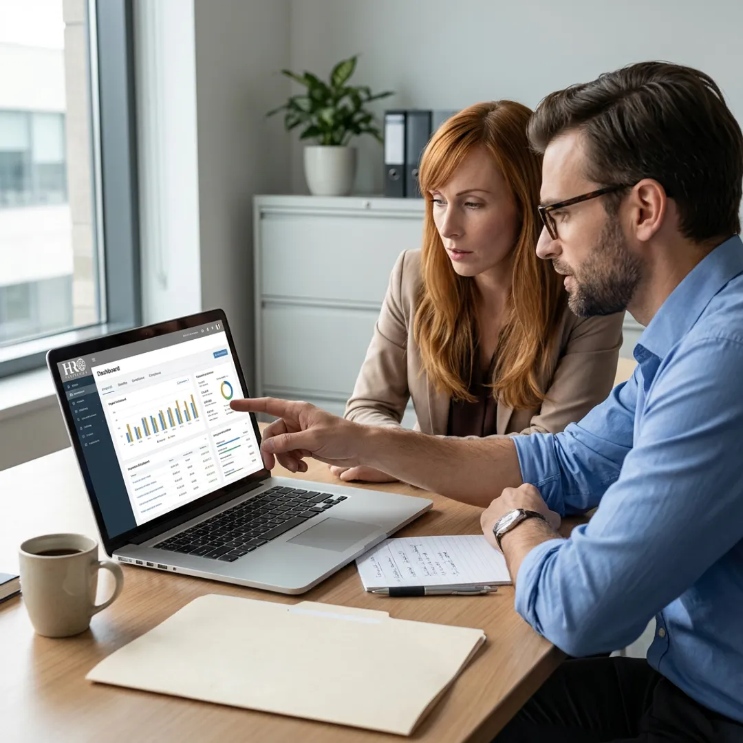 Small business owner discussing HR services