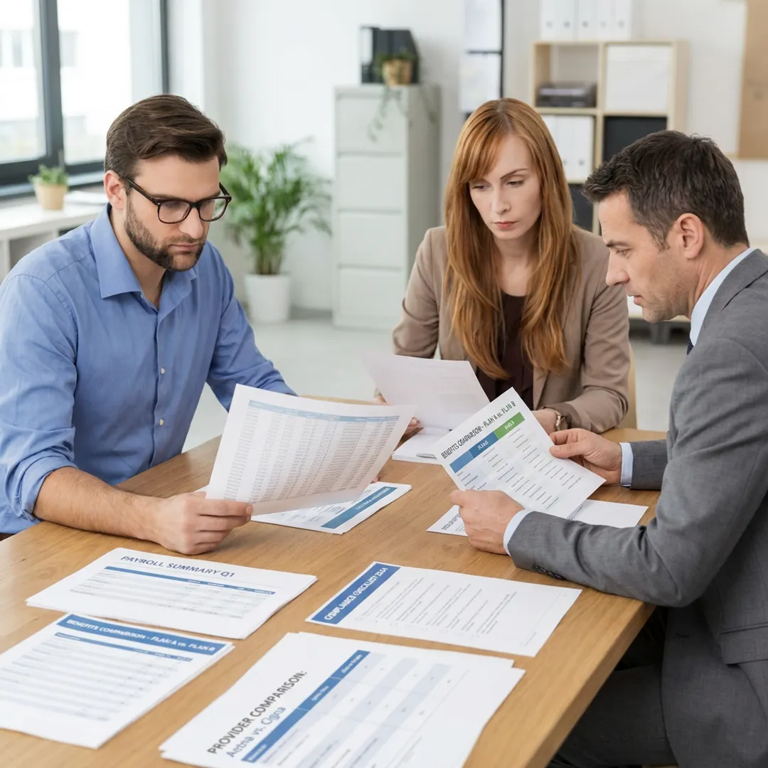 Human resources advisor meeting with business leaders