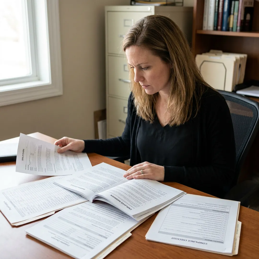 HR advisor reviewing compliance documents