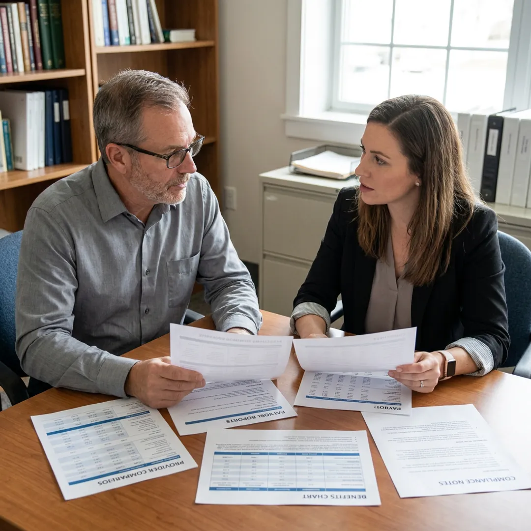 Advisor comparing HR provider options