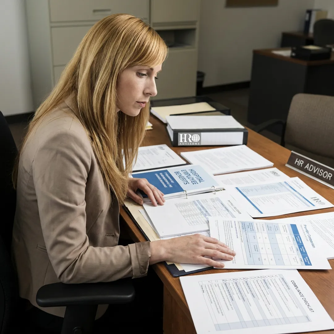 HR advisor comparing hospital employee benefits plans