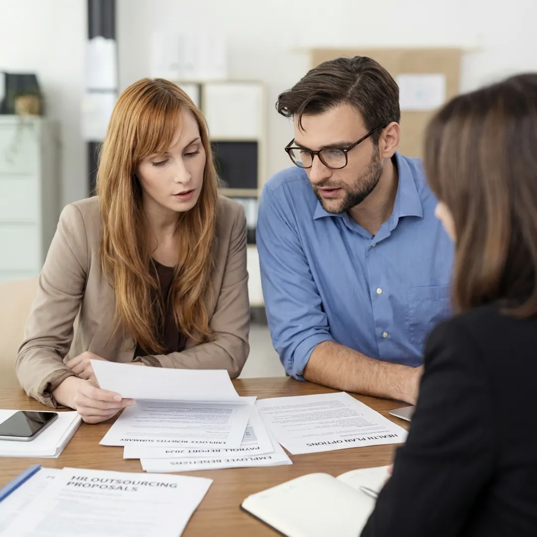 Workplace benefits consultation with business team