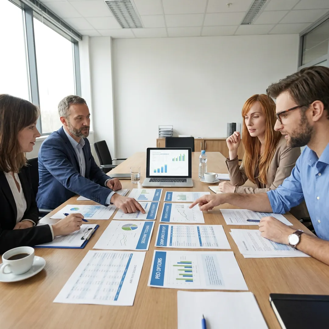 Business leaders discussing global HR services