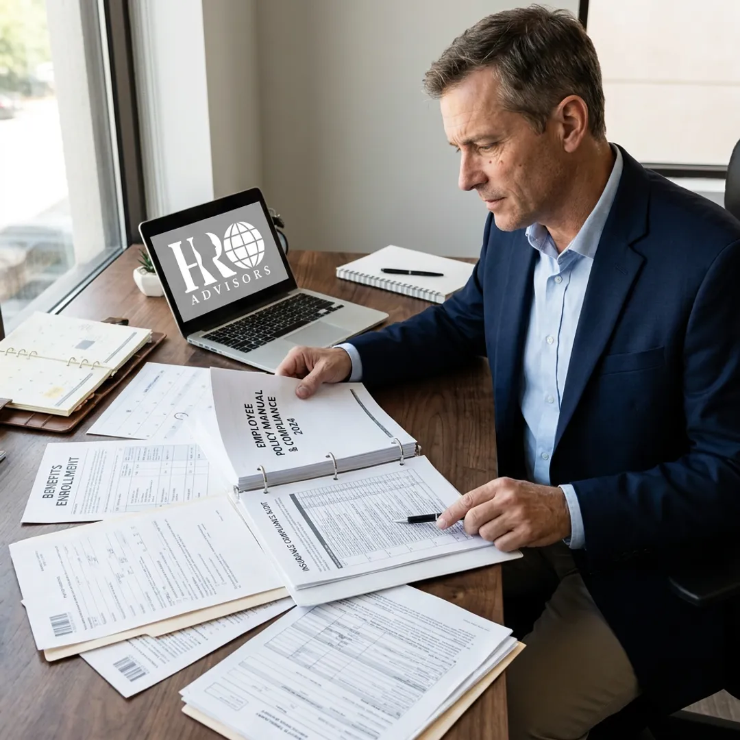 Insurance compliance advisor reviewing documents