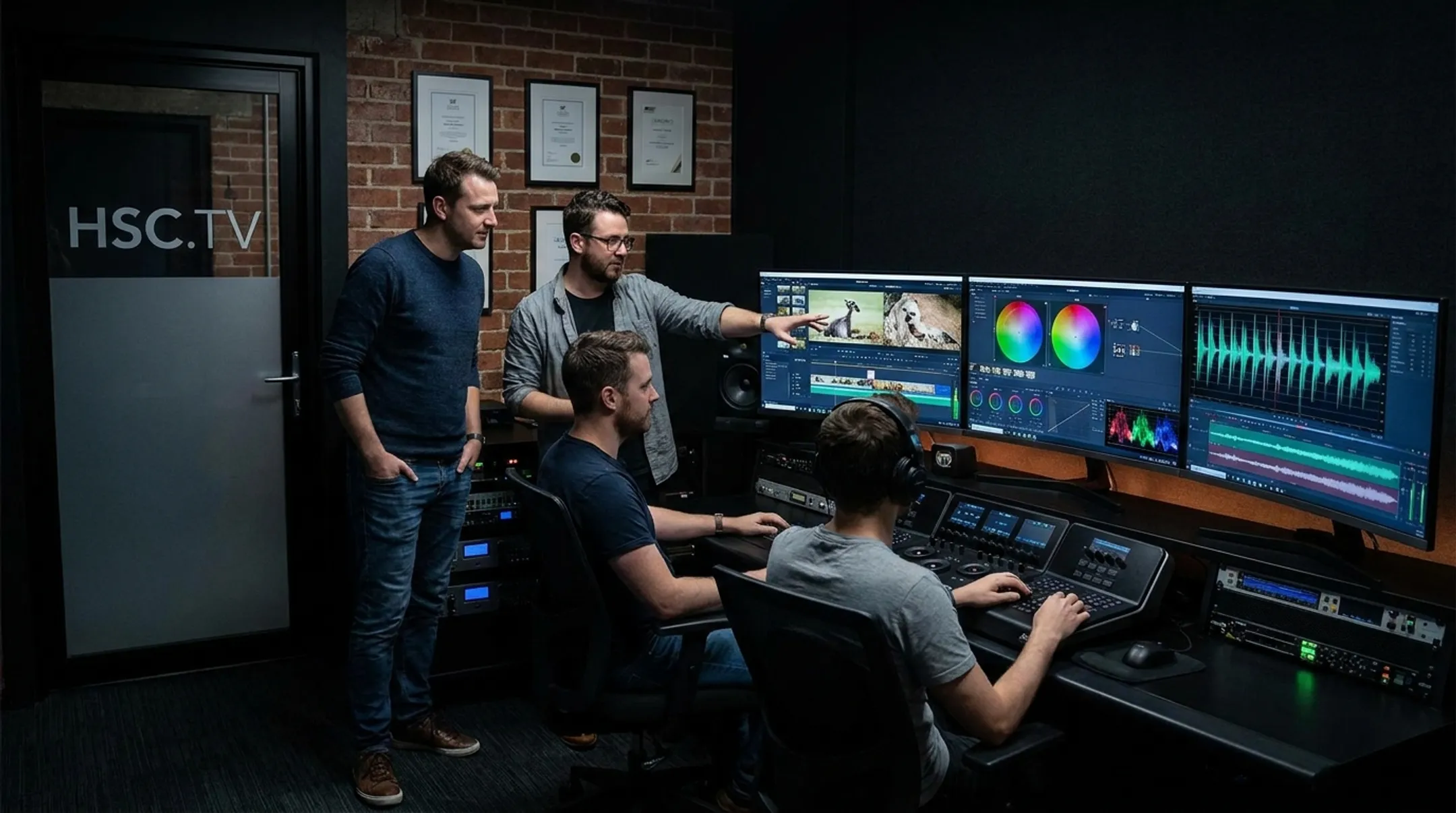 hsc.tv post-production team editing award-winning documentary footage