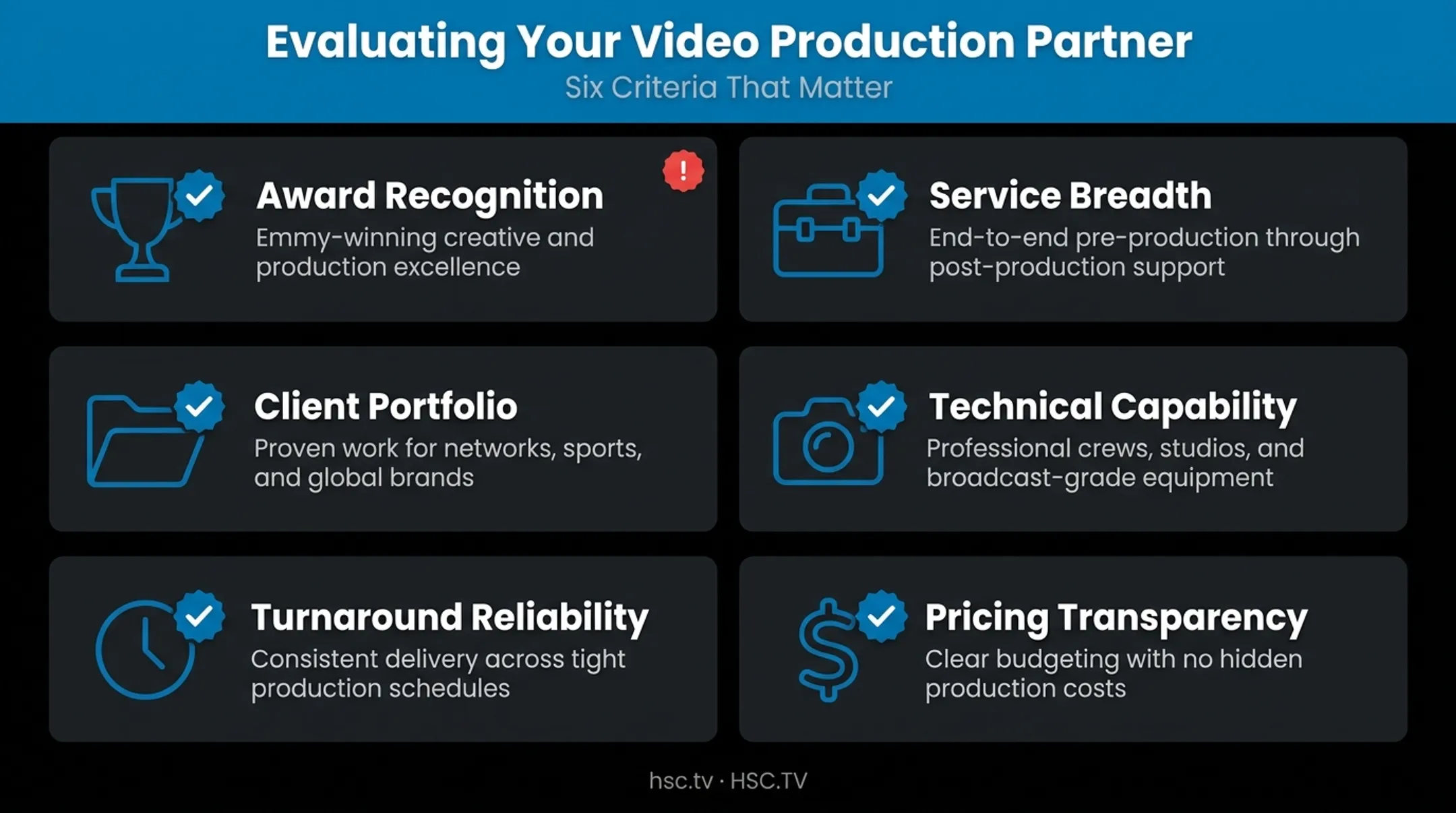 Six criteria checklist for evaluating video editing agency quality