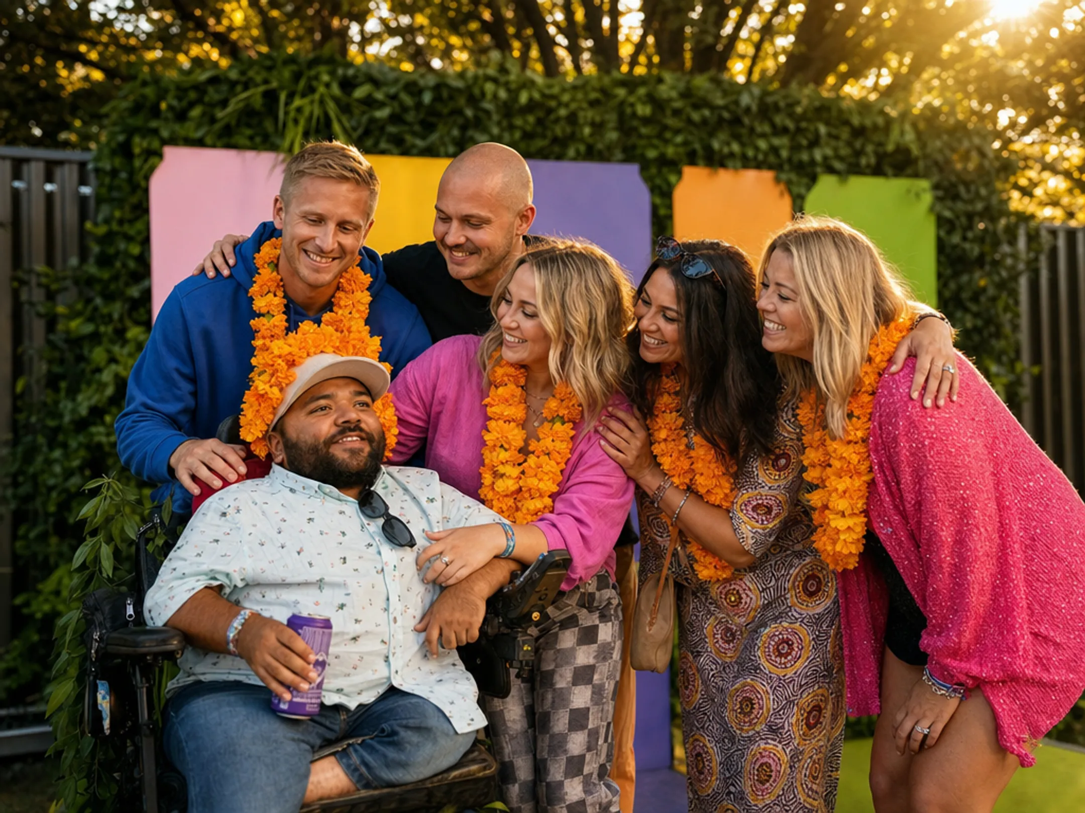 Diverse group of people embracing in emotional public service announcement scene