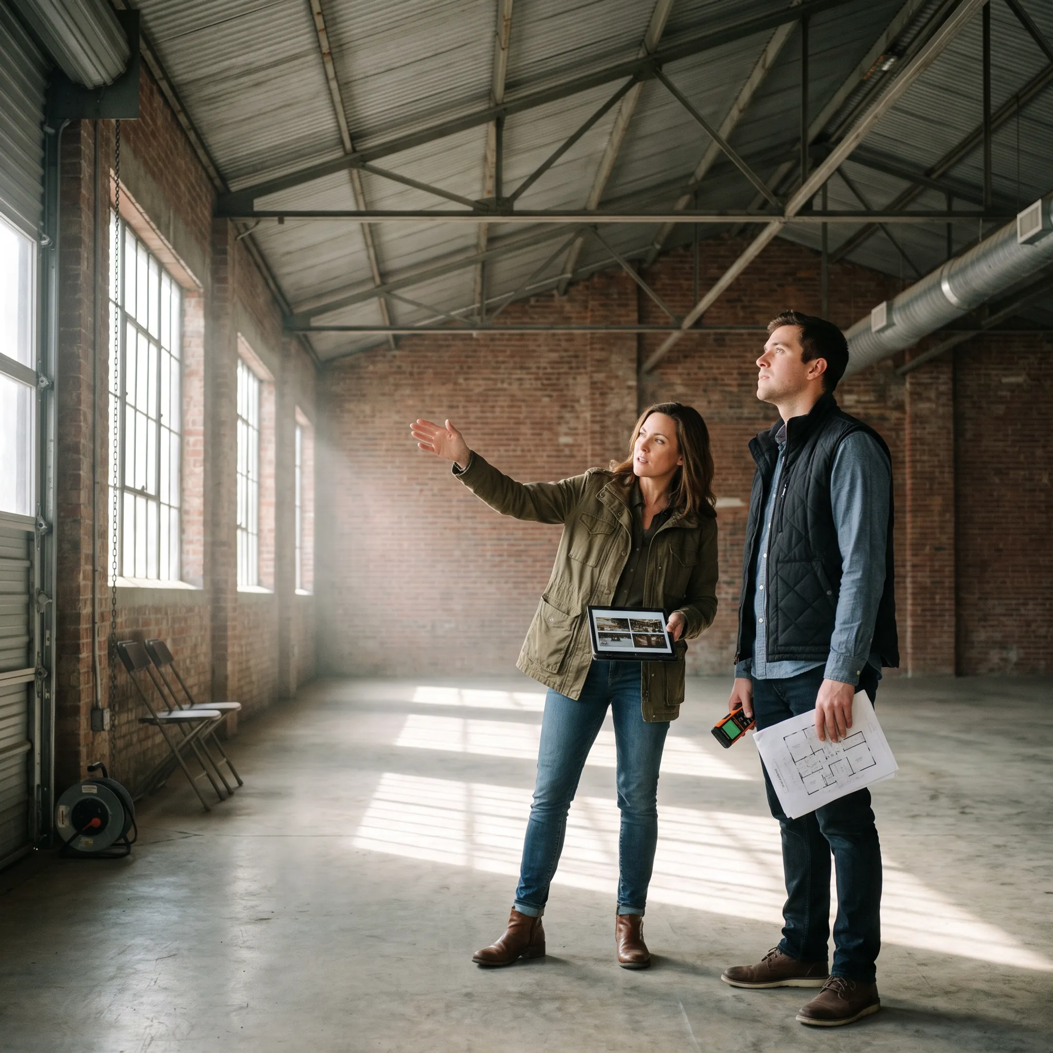 Production team reviewing a film location