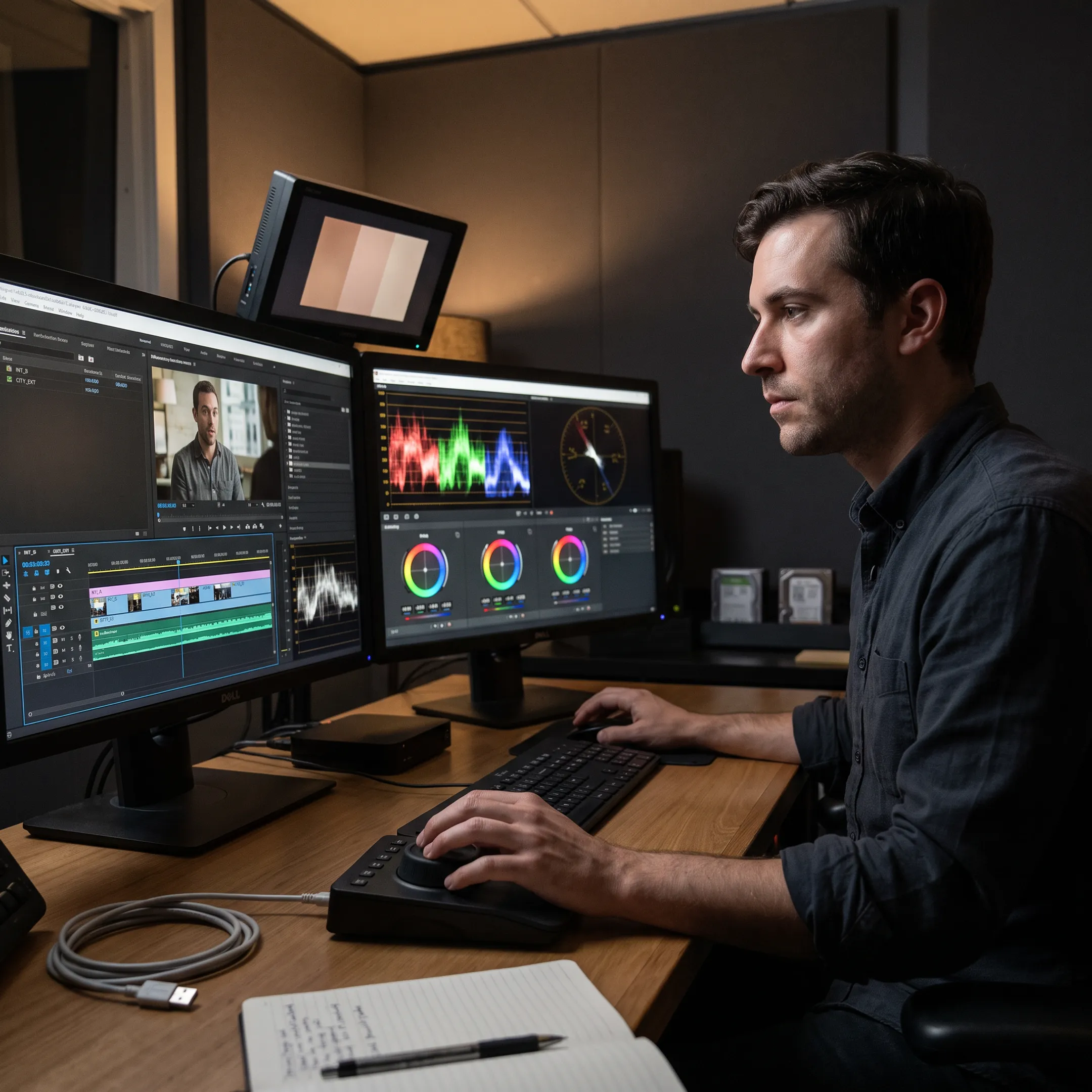 Editor shaping a documentary timeline