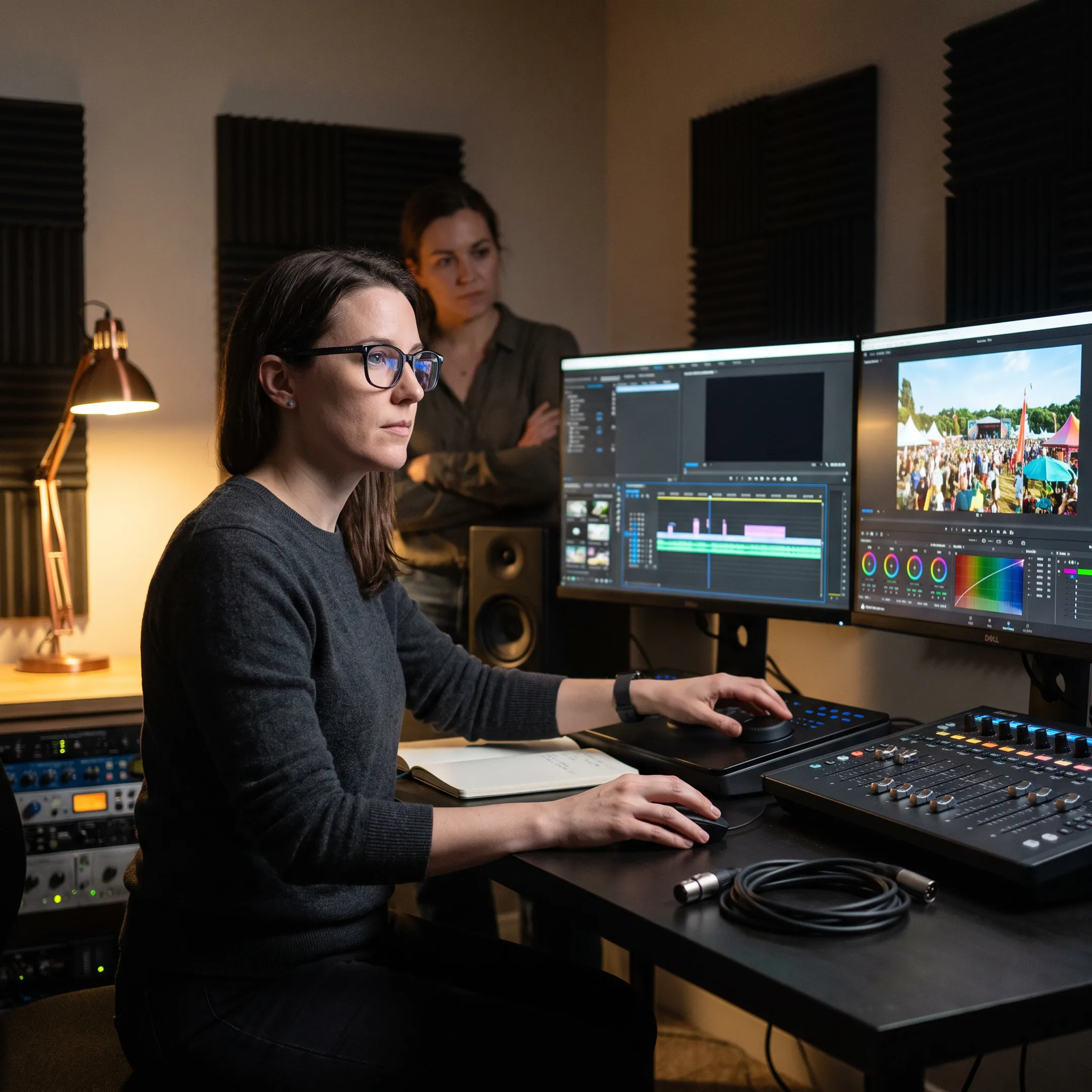 Editor reviewing promotional video footage