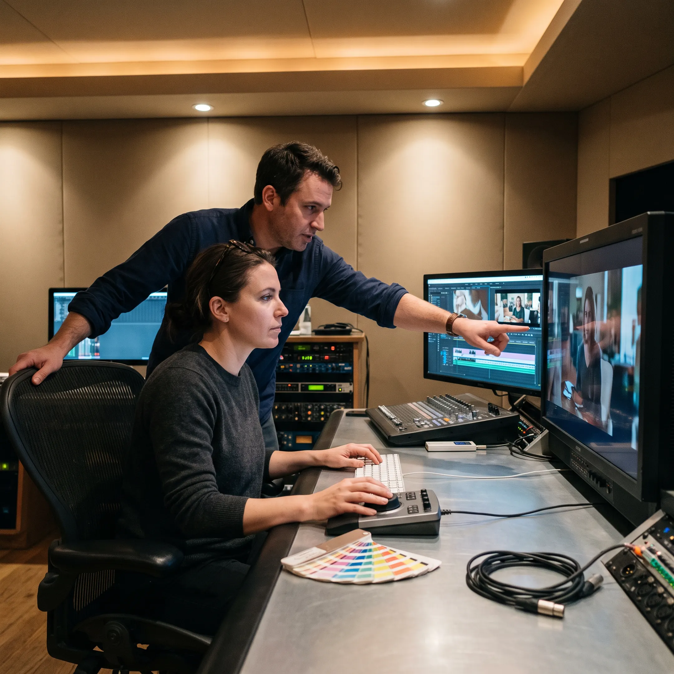 Editor reviewing commercial footage