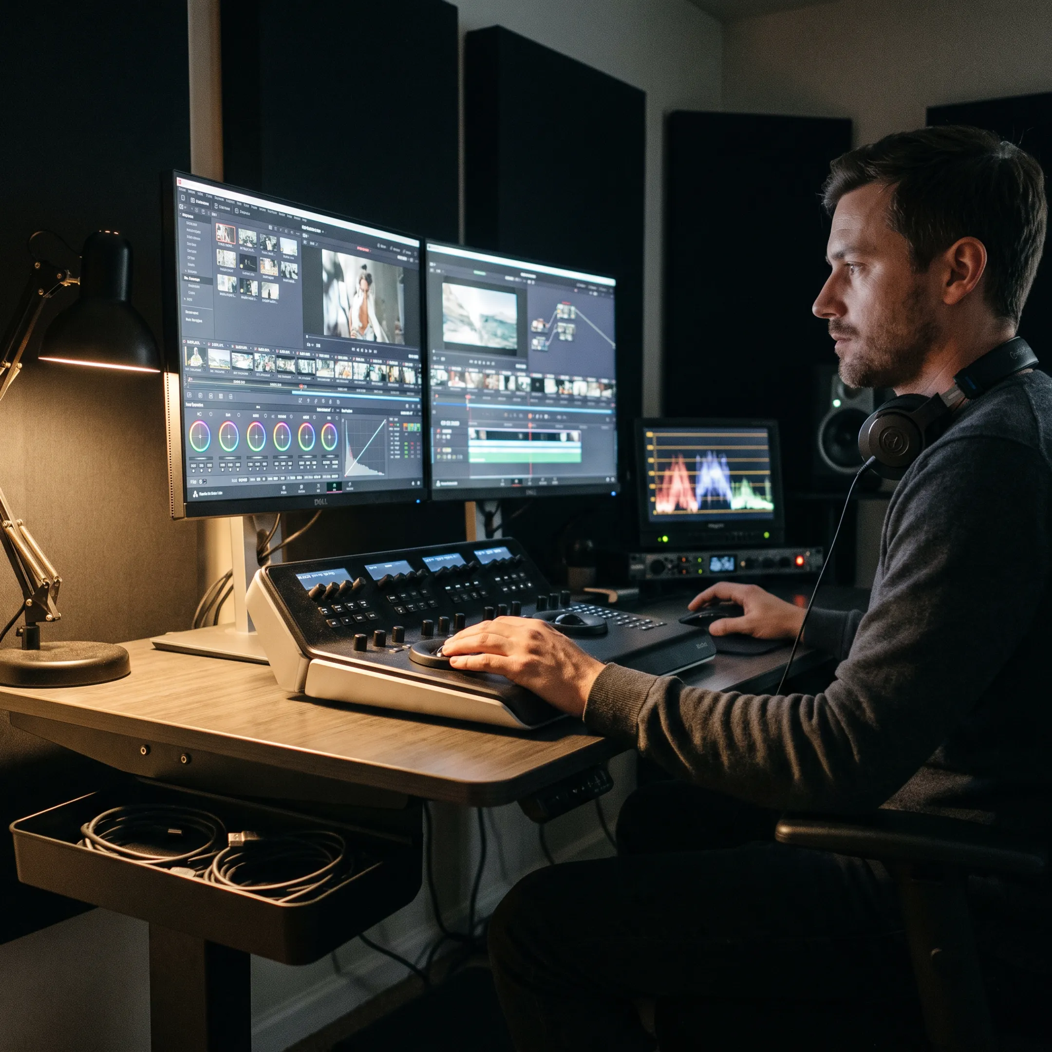 Editor reviewing video footage in post-production