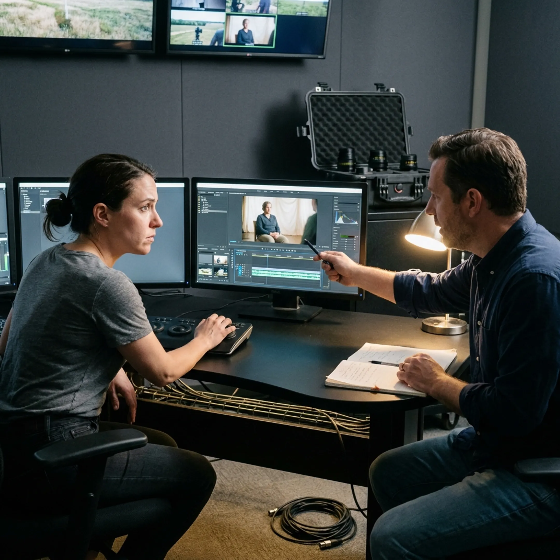Producers reviewing reality show footage