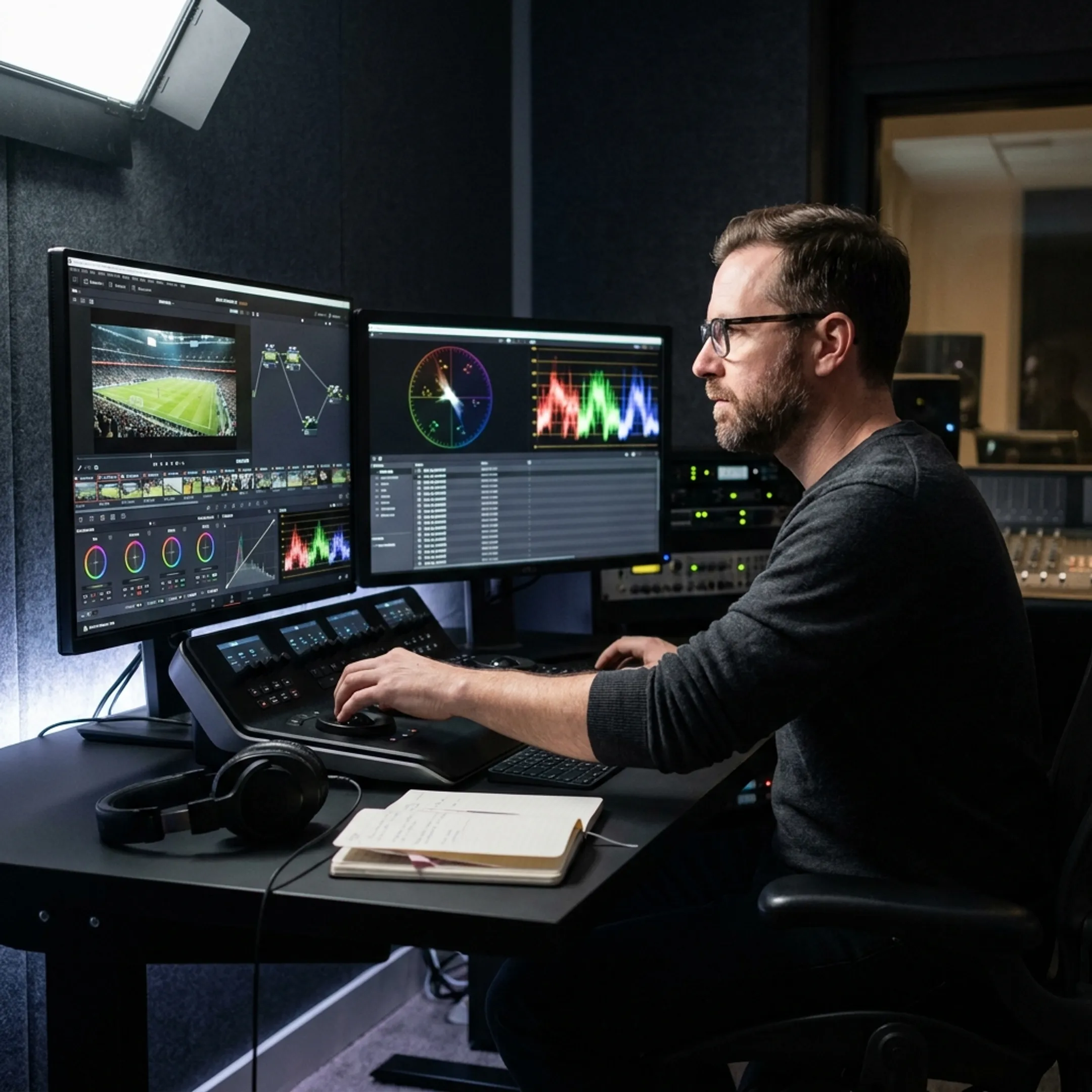 Editor refining video footage in a post-production suite