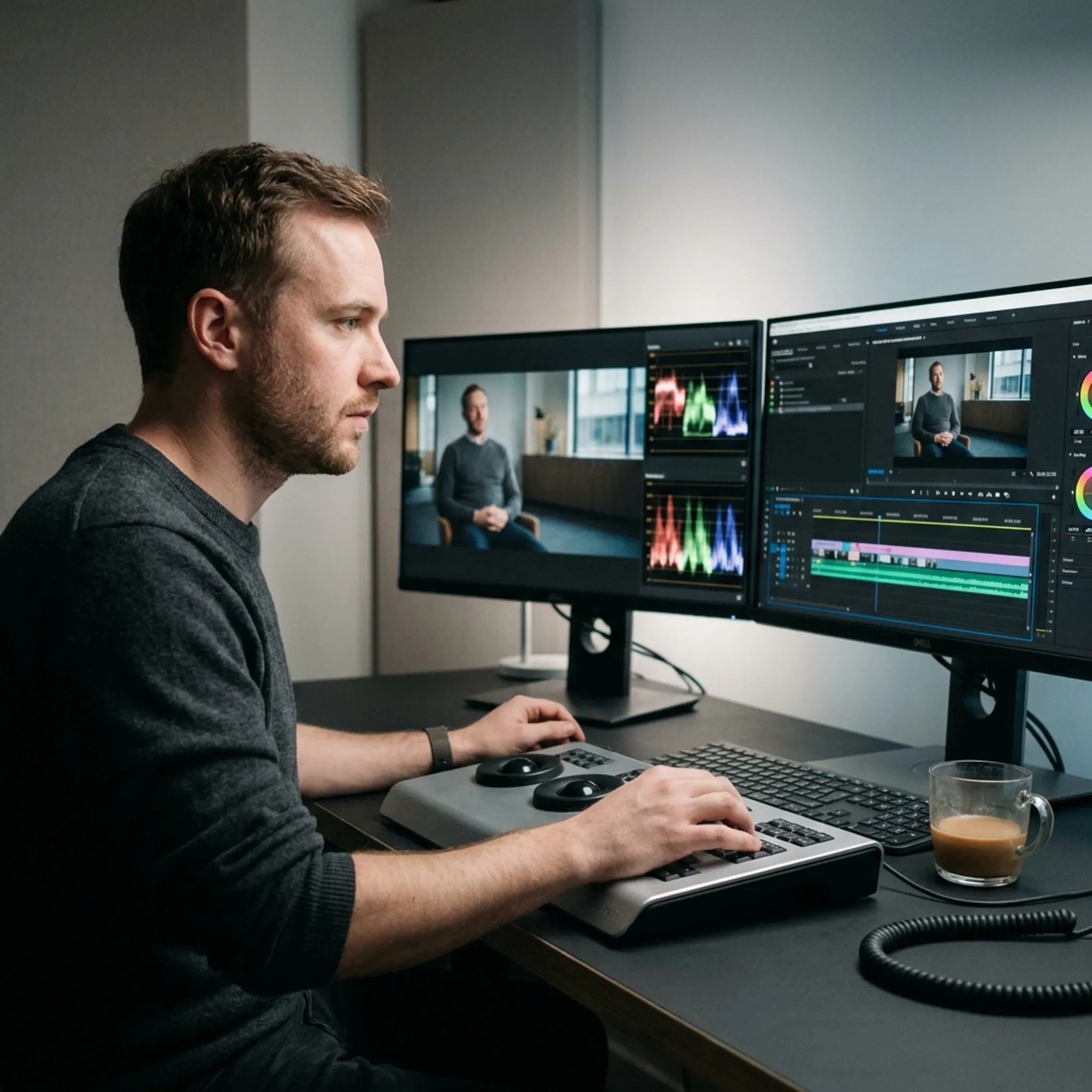 Editor refining a corporate video
