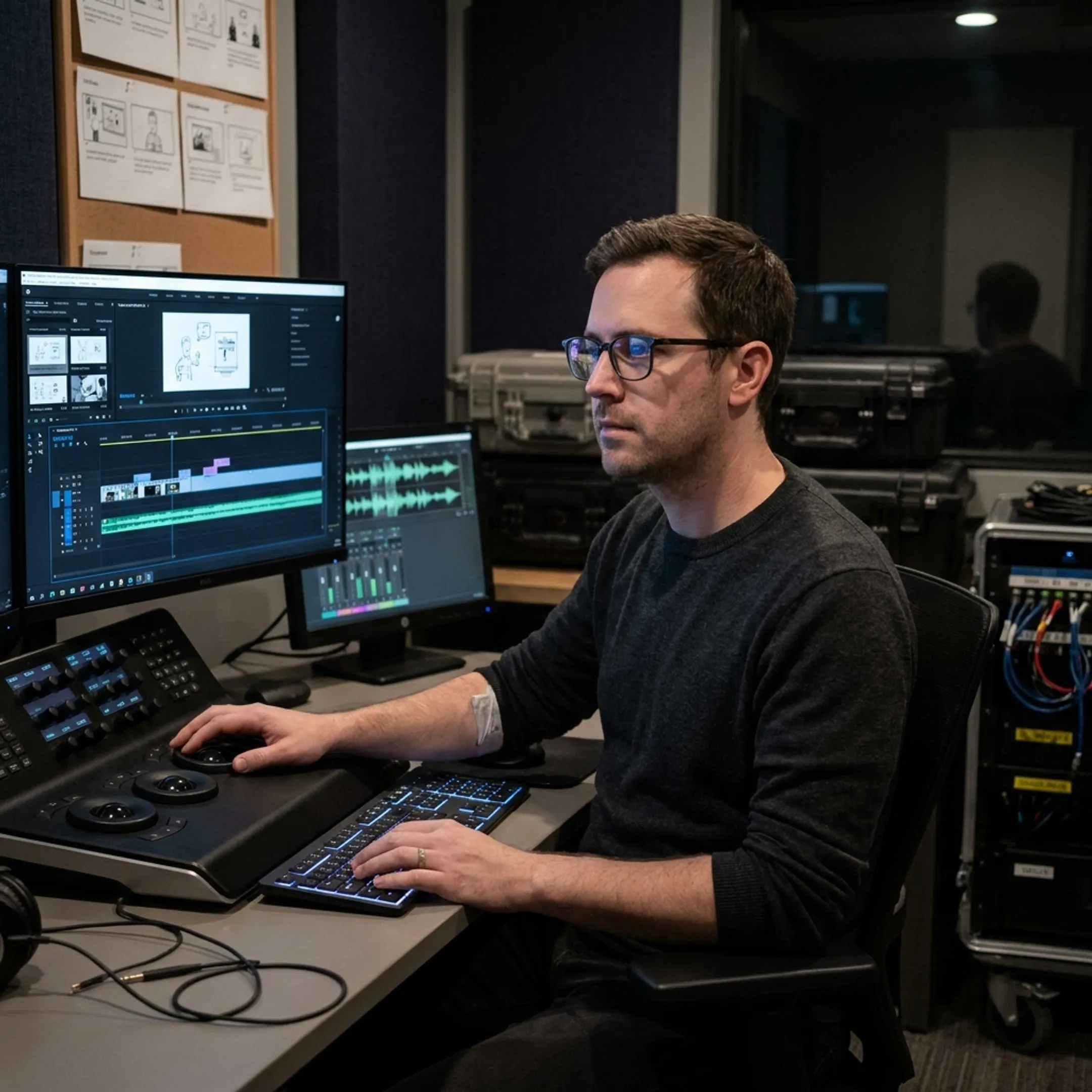 Editor refining an explainer video timeline