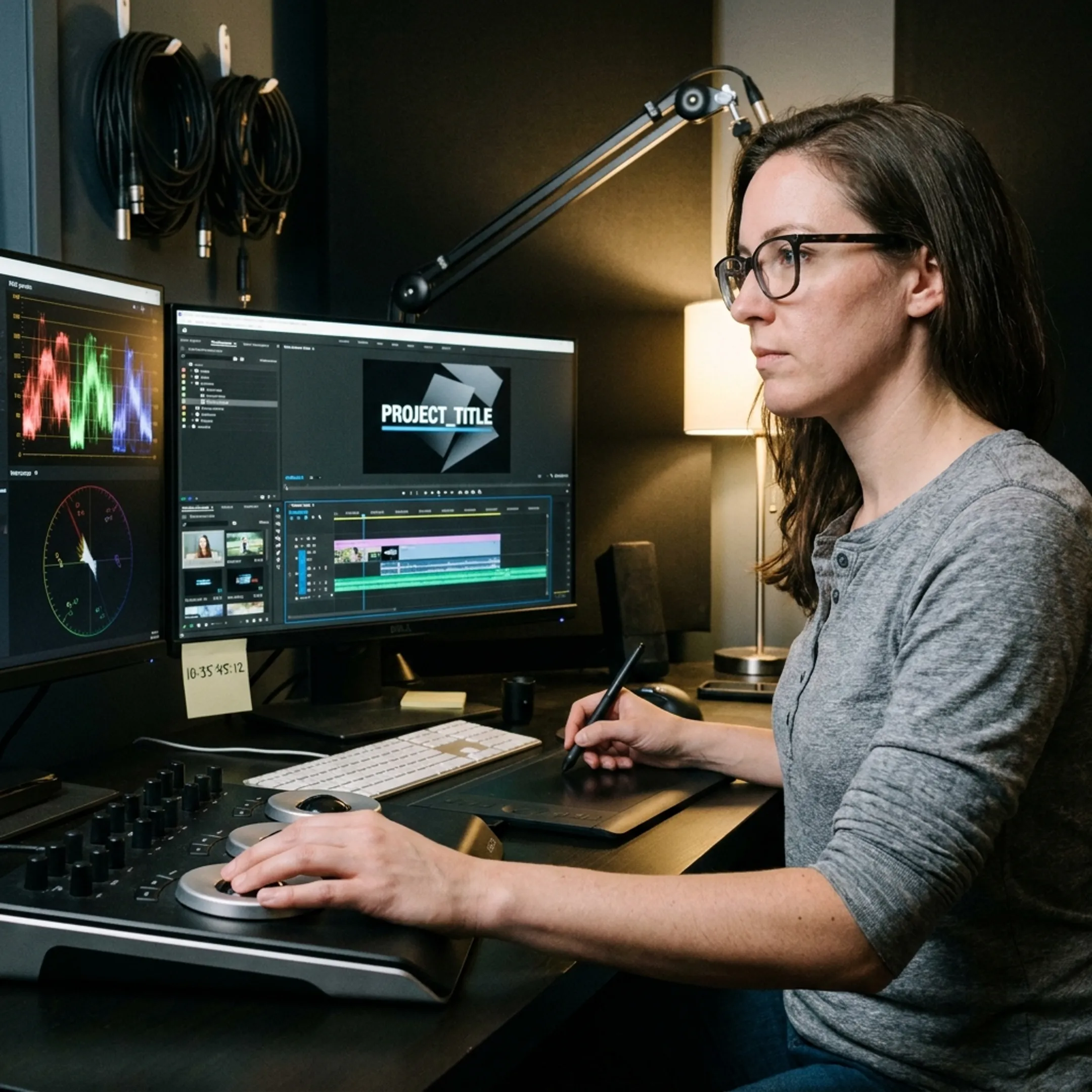 Editor creating animated graphics for a video project