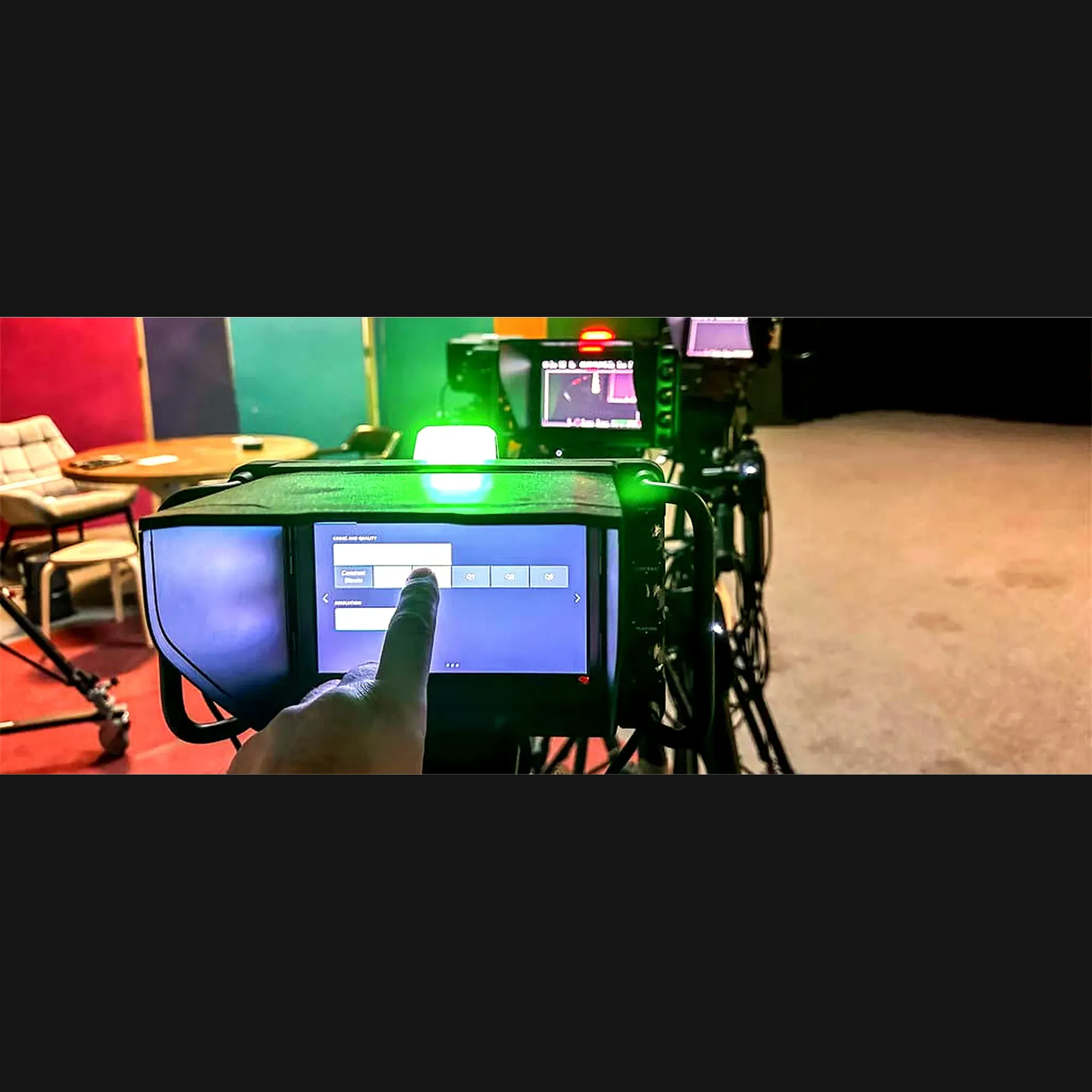 Editor reviewing footage in a post-production studio