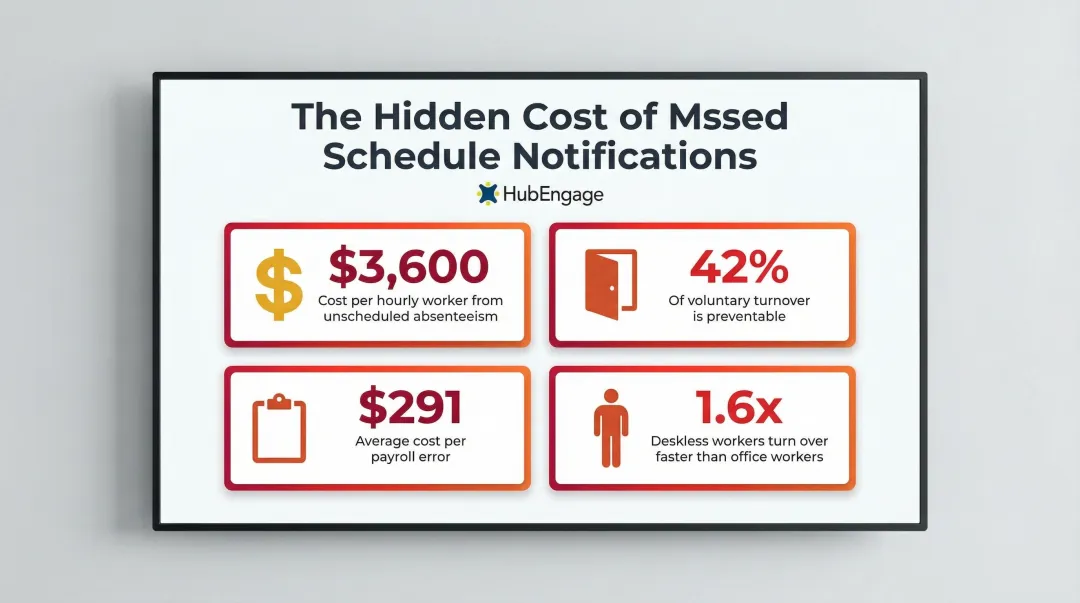 Frontline workforce absenteeism turnover and payroll error cost statistics infographic