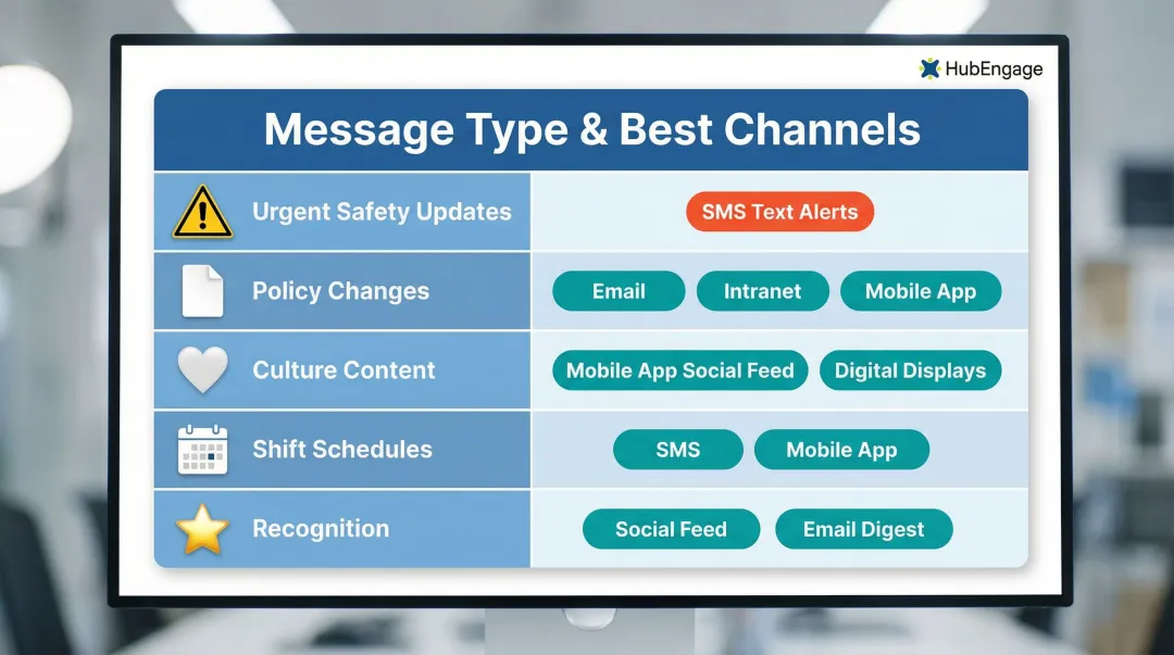 Multi-channel communication strategy matching message types to delivery channels