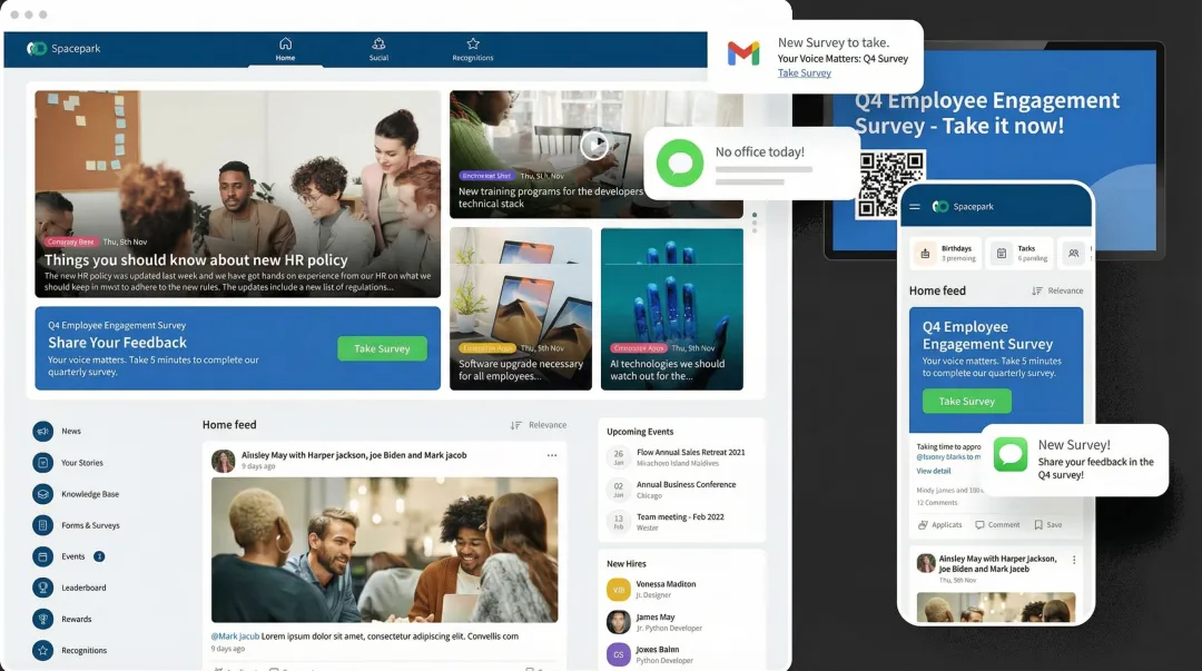 HubEngage multi-channel survey distribution platform on mobile and desktop devices